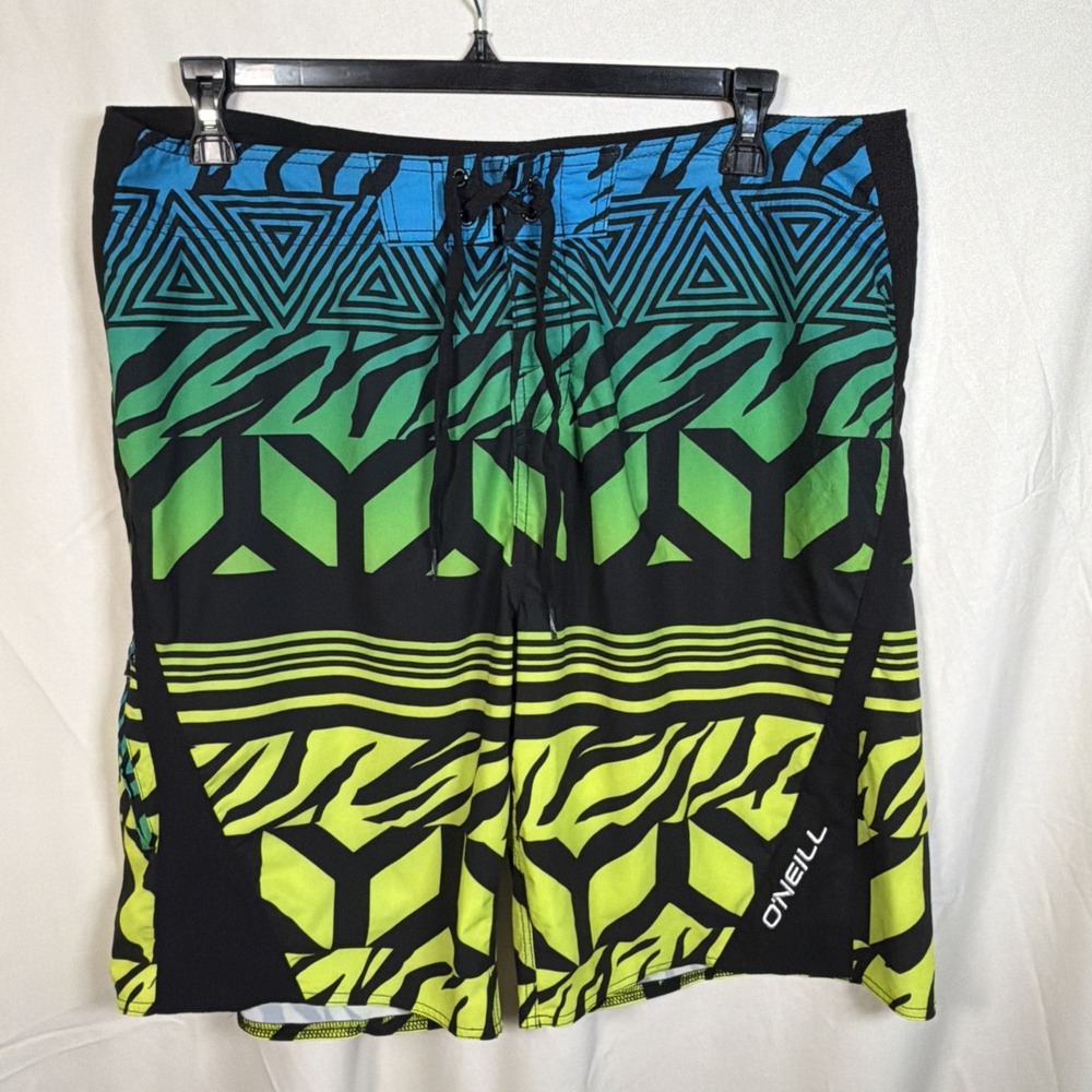 O'Neill Board Shorts Mens 38 Surf Swim Trunks Graphic Geometric